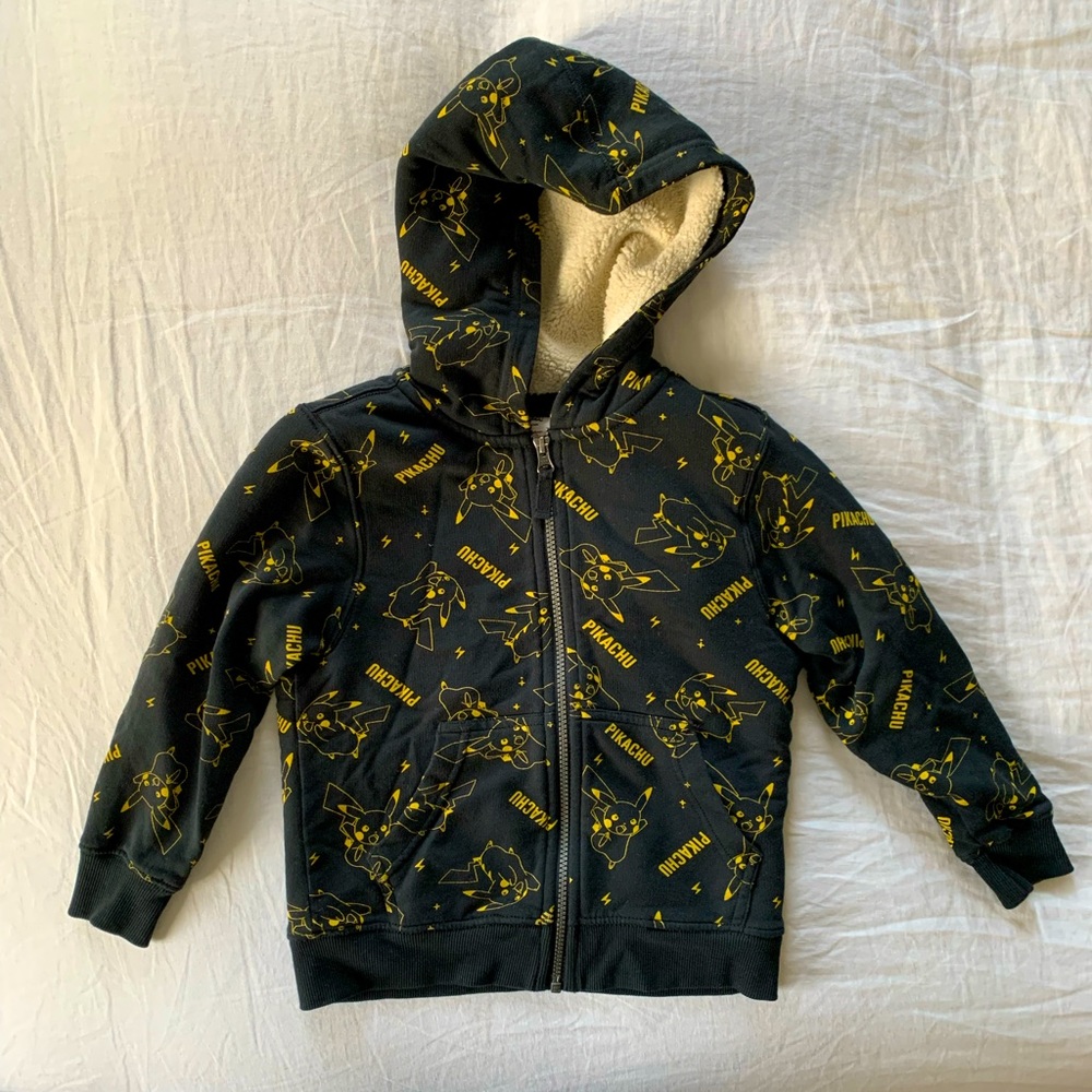 Hannah Andersson Boys Sherpa Lined Hoodie Pikachu Sz 5 NWOT